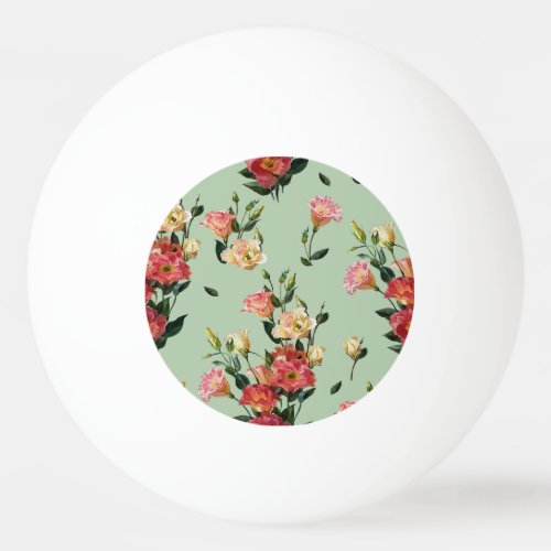 Victorian Lisianthus Olive Floral Watercolor Ping Pong Ball
