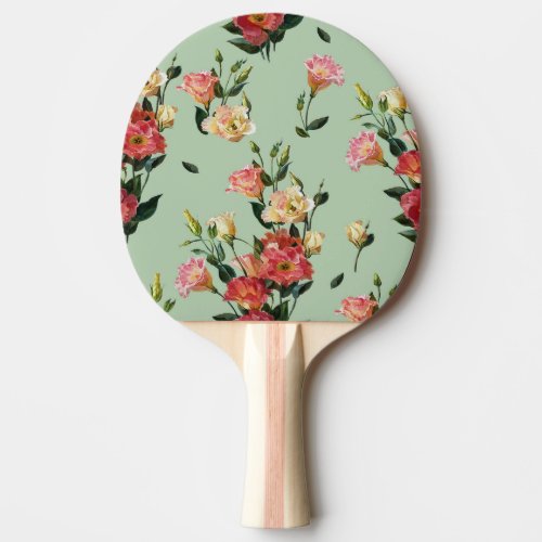 Victorian Lisianthus Olive Floral Watercolor Ping Pong Paddle