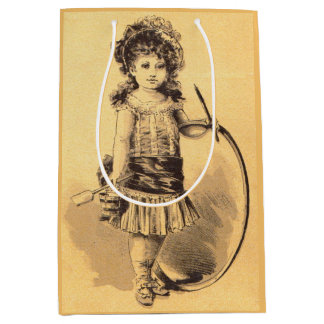 Victorian little girl print medium gift bag