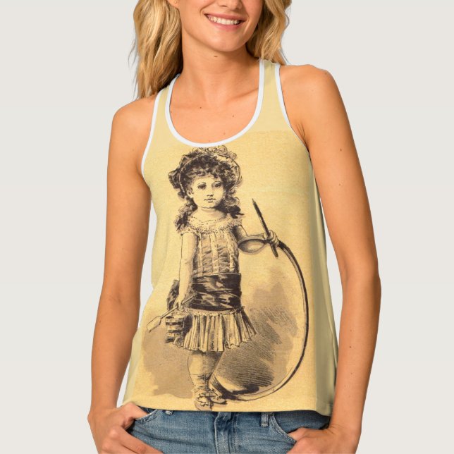 Victorian little girl print tank top (Front)