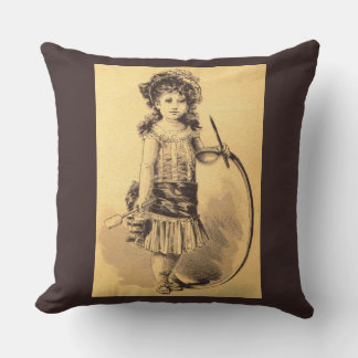 Victorian little girl print throw pillow