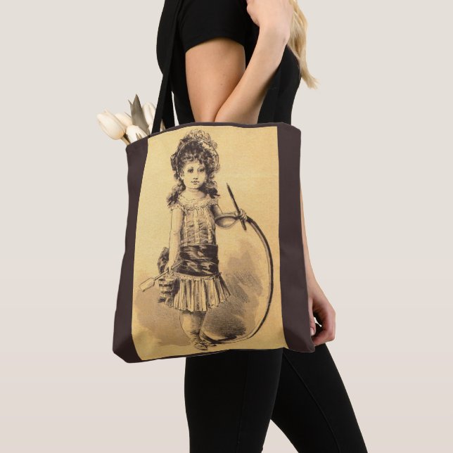 Victorian little girl print tote bag (Close Up)