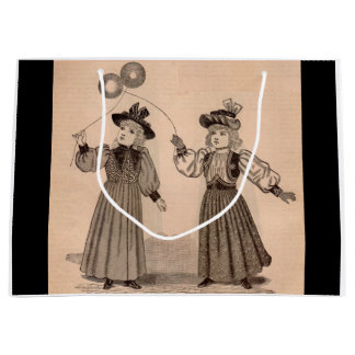 Victorian little girls with balloons large gift bag