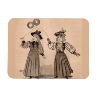 Victorian little girls with balloons magnet
