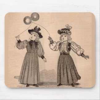 Victorian little girls with balloons mouse pad