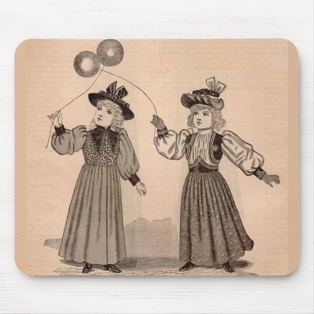 Victorian little girls with balloons mouse pad (Front)
