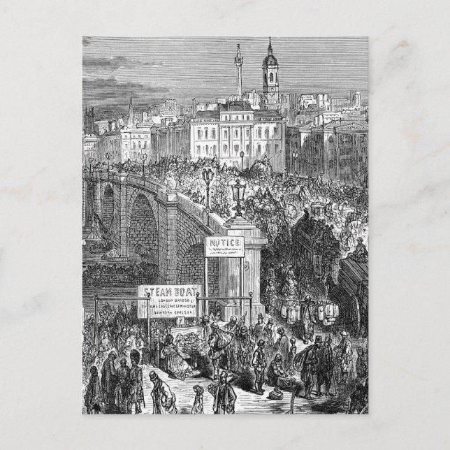 Victorian London -  London Bridge 1872 Postcard (Front)