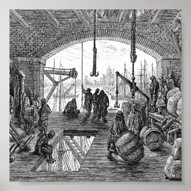 Victorian London - Warehouse by the Thames Poster (Front)