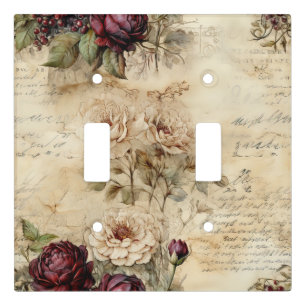 Victorian Love Letter Floral Parchment Light Switch Cover