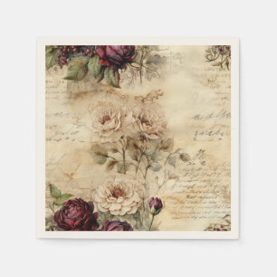 Victorian Love Letter Floral Parchment Napkins