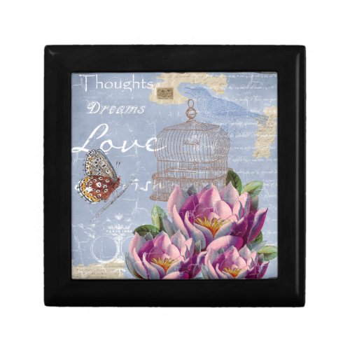 Victorian Love Thoughts Dreams Butterfly Bird Cage Gift Box