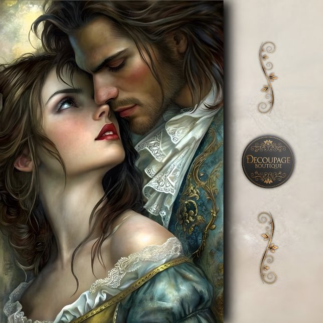 Victorian Lovers Intense Gaze Decoupage Tissue Paper (Victorian Lovers Intense Gaze Decoupage Tissue Paper)