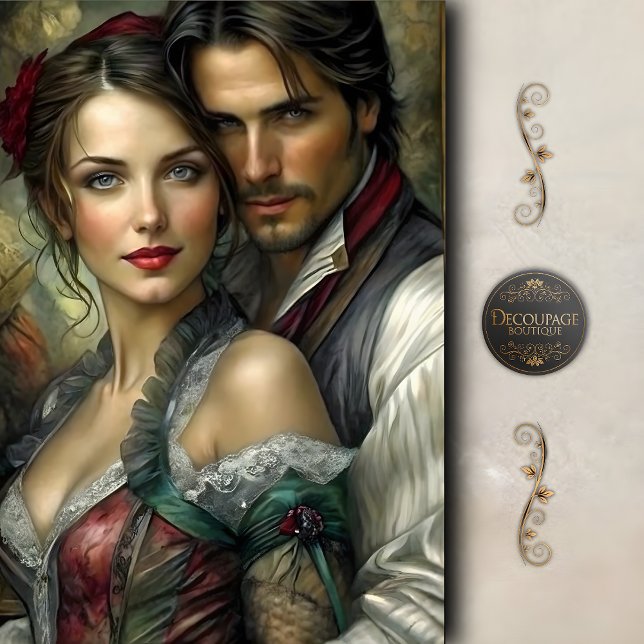 Victorian Lovers Portrait Romantic Decoupage Tissue Paper (Victorian Lovers Portrait Romantic Decoupage Tissue Paper)