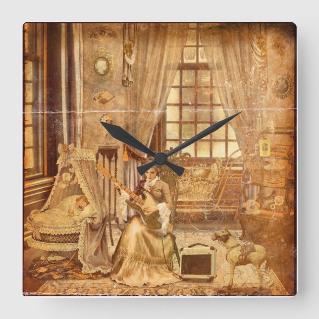 Victorian Lullaby Square Wall Clock (Front)