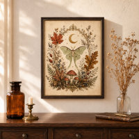 Victorian Luna Moth Botanical Witchy Wall Art