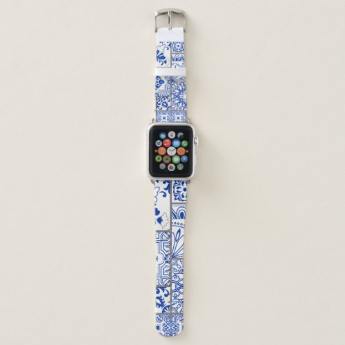 Victorian Majolica Patchwork Tile Pattern Apple Watch Band