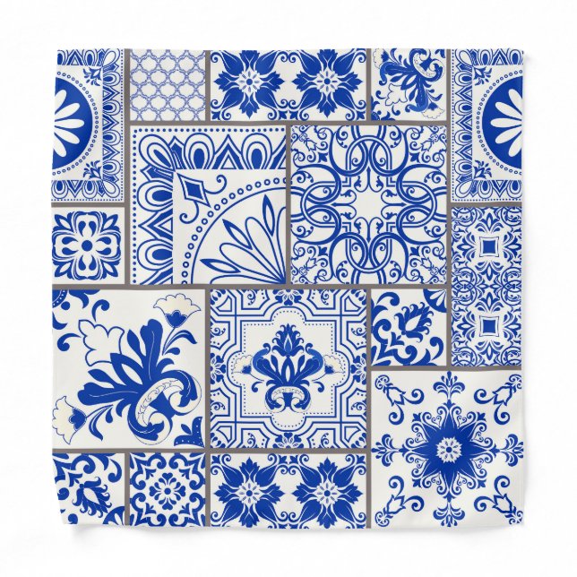 Victorian Majolica: Patchwork Tile Pattern. Bandana (Front)