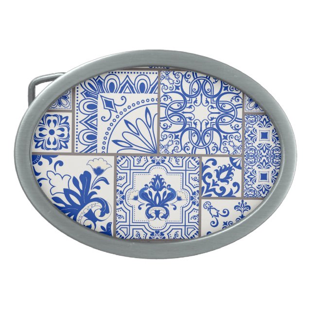 Victorian Majolica: Patchwork Tile Pattern. Belt Buckle (Front)