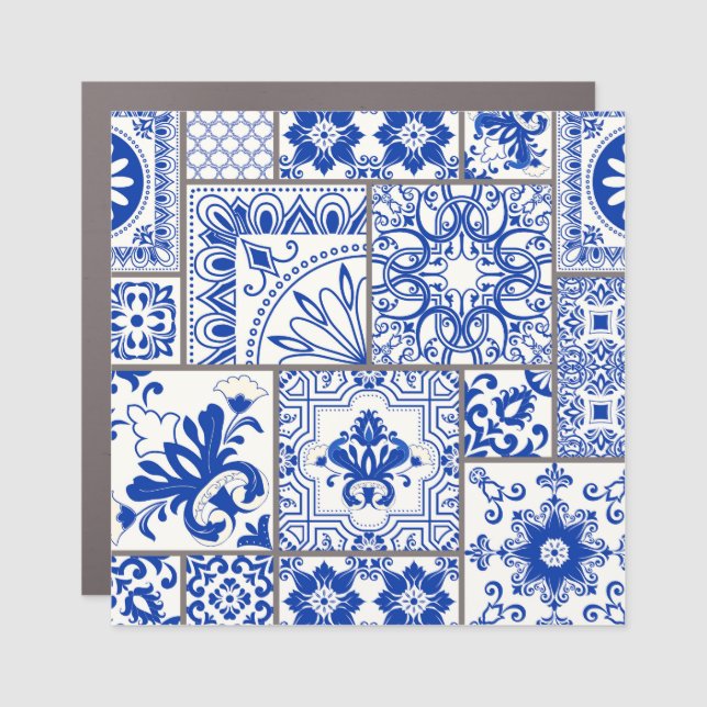 Victorian Majolica: Patchwork Tile Pattern. Car Magnet (Front)