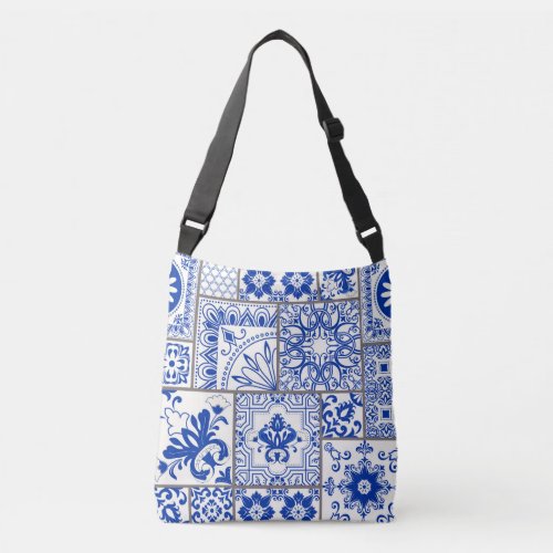 Victorian Majolica Patchwork Tile Pattern Crossbody Bag