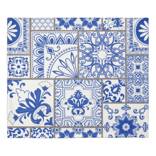 Victorian Majolica Patchwork Tile Pattern Duvet Cover