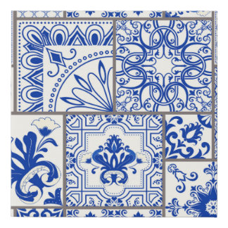 Victorian Majolica: Patchwork Tile Pattern. Faux Canvas Print