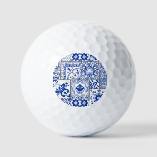 Victorian Majolica Patchwork Tile Pattern Golf Balls