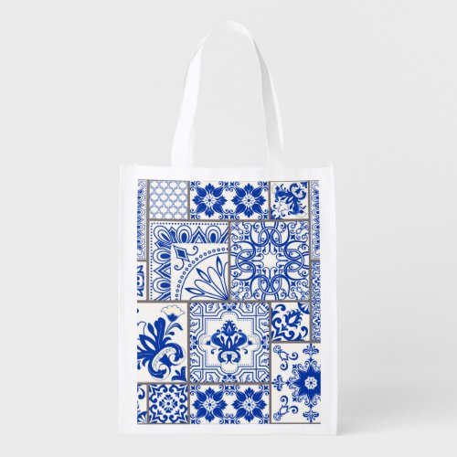 Victorian Majolica Patchwork Tile Pattern Grocery Bag