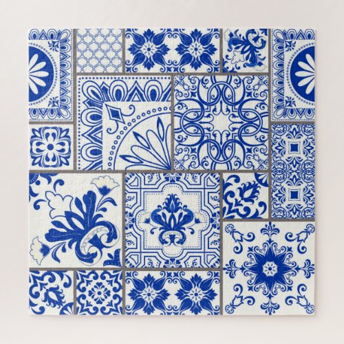 Victorian Majolica Patchwork Tile Pattern Jigsaw Puzzle