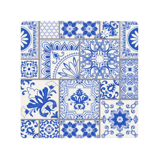 Victorian Majolica: Patchwork Tile Pattern. Metal Print (Front)