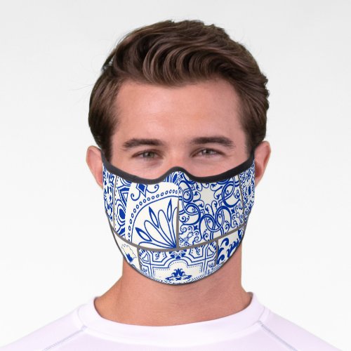 Victorian Majolica Patchwork Tile Pattern Premium Face Mask
