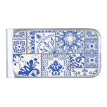 Victorian Majolica: Patchwork Tile Pattern. Silver Finish Money Clip