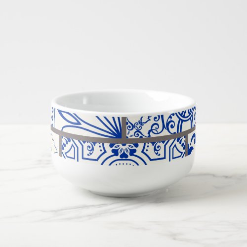 Victorian Majolica Patchwork Tile Pattern Soup Mug