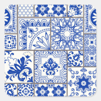 Victorian Majolica: Patchwork Tile Pattern. Square Sticker