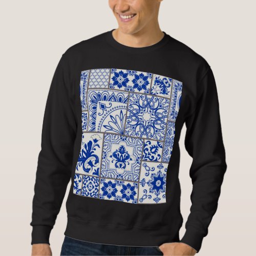 Victorian Majolica Patchwork Tile Pattern Sweatshirt