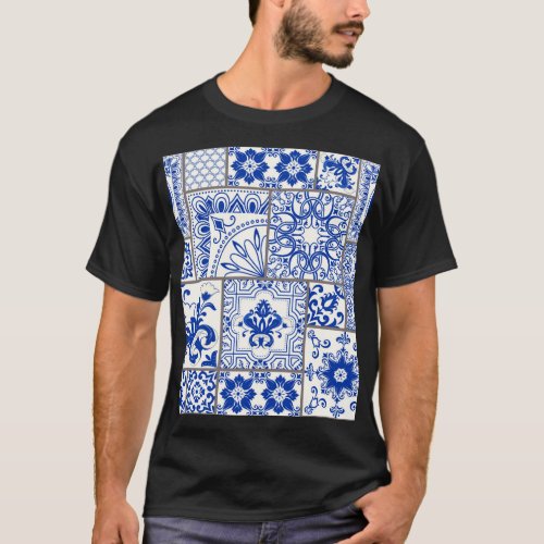 Victorian Majolica Patchwork Tile Pattern T_Shirt