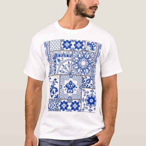 Victorian Majolica Patchwork Tile Pattern T_Shirt