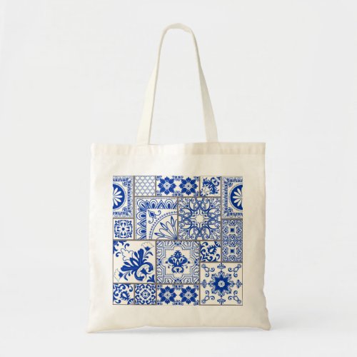 Victorian Majolica Patchwork Tile Pattern Tote Bag
