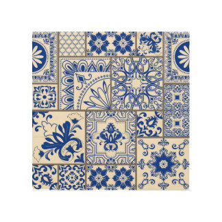Victorian Majolica: Patchwork Tile Pattern. Wood Wall Art