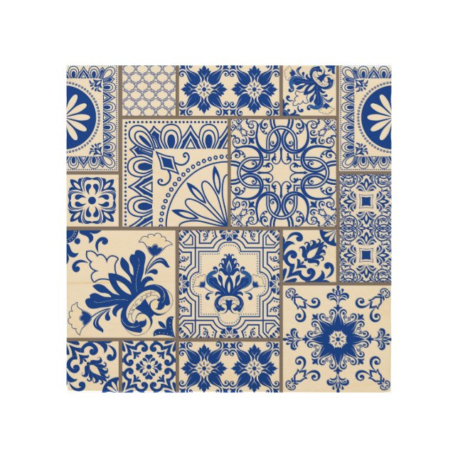 Victorian Majolica: Patchwork Tile Pattern. Wood Wall Art (Front)