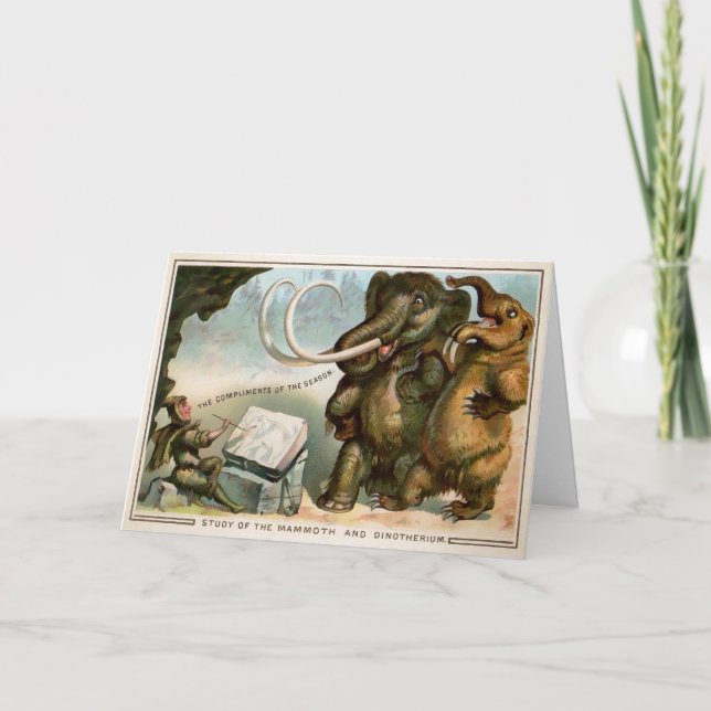 Victorian Mammoth and Dinotherium Christmas Card (Front)