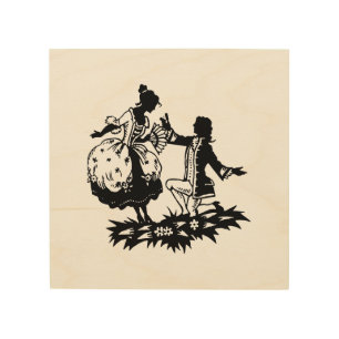 Victorian Man Proposing to Woman Silhouette Art