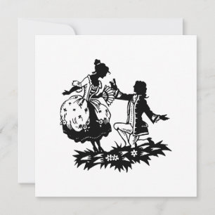 Victorian Man Proposing to Woman Silhouette Art Invitation