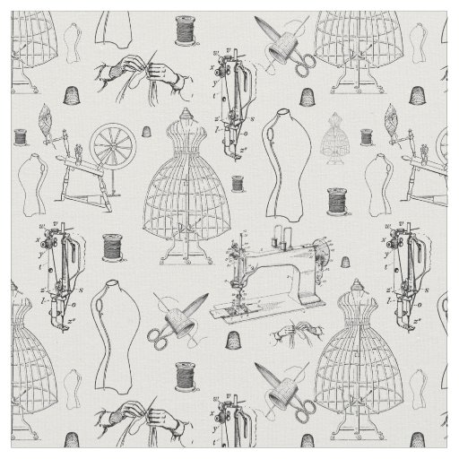victorian mannequin antique sewing machine toile fabric
