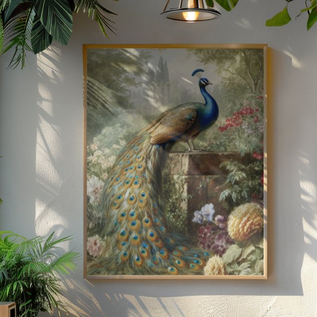 Victorian Manor Peacock Garden Fine Art Print (Creator Uploaded)