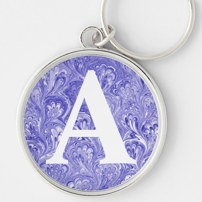 Victorian Marbled Paper Personalized Initial Keychain (Front)