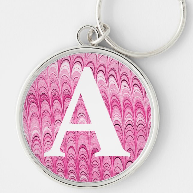 Victorian Marbled Paper Personalized Initial Keychain (Front)