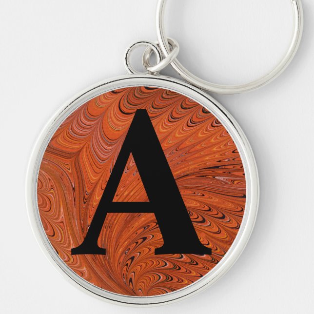 Victorian Marbled Paper Personalized Initial Keychain (Front)