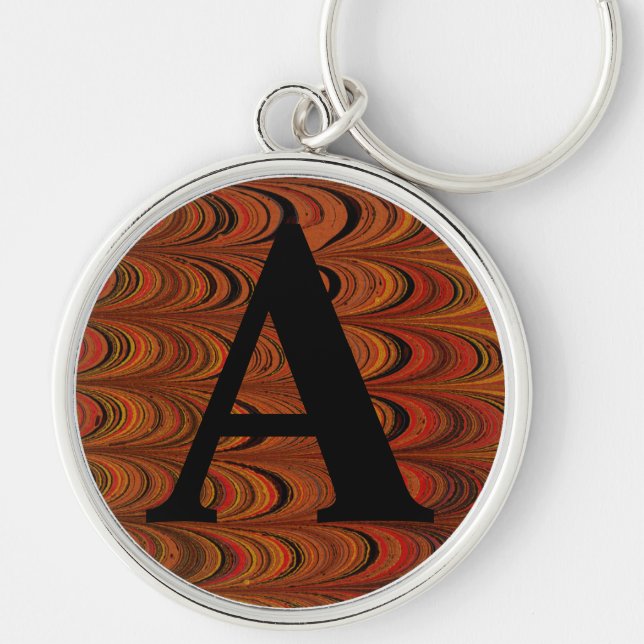 Victorian Marbled Paper Personalized Initial Keychain (Front)