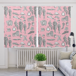victorian men's style antique menswear toile pink blackout curtains